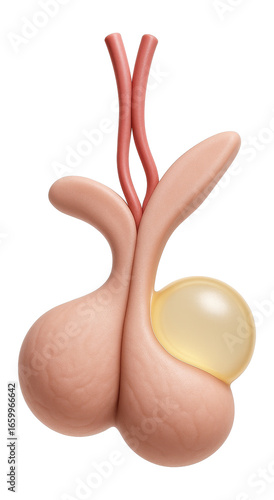Pituitary gland with Rathke's cleft cyst displaying smooth-walled cystic space