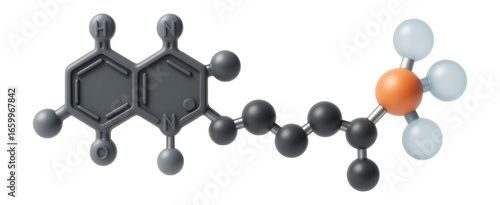 FAD molecule model with isoalloxazine ring and ribitol chain