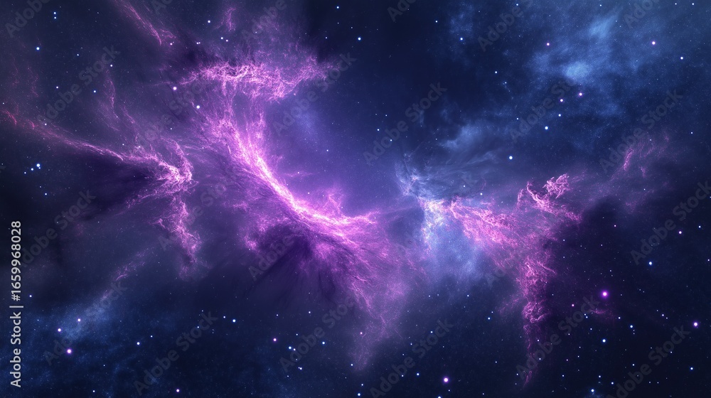 Naklejka premium Purple-Gold Plasma Nebula 4K Motion Background: Sci-Fi Scene Design, Astronomical Data Visualization, VR Content Creation