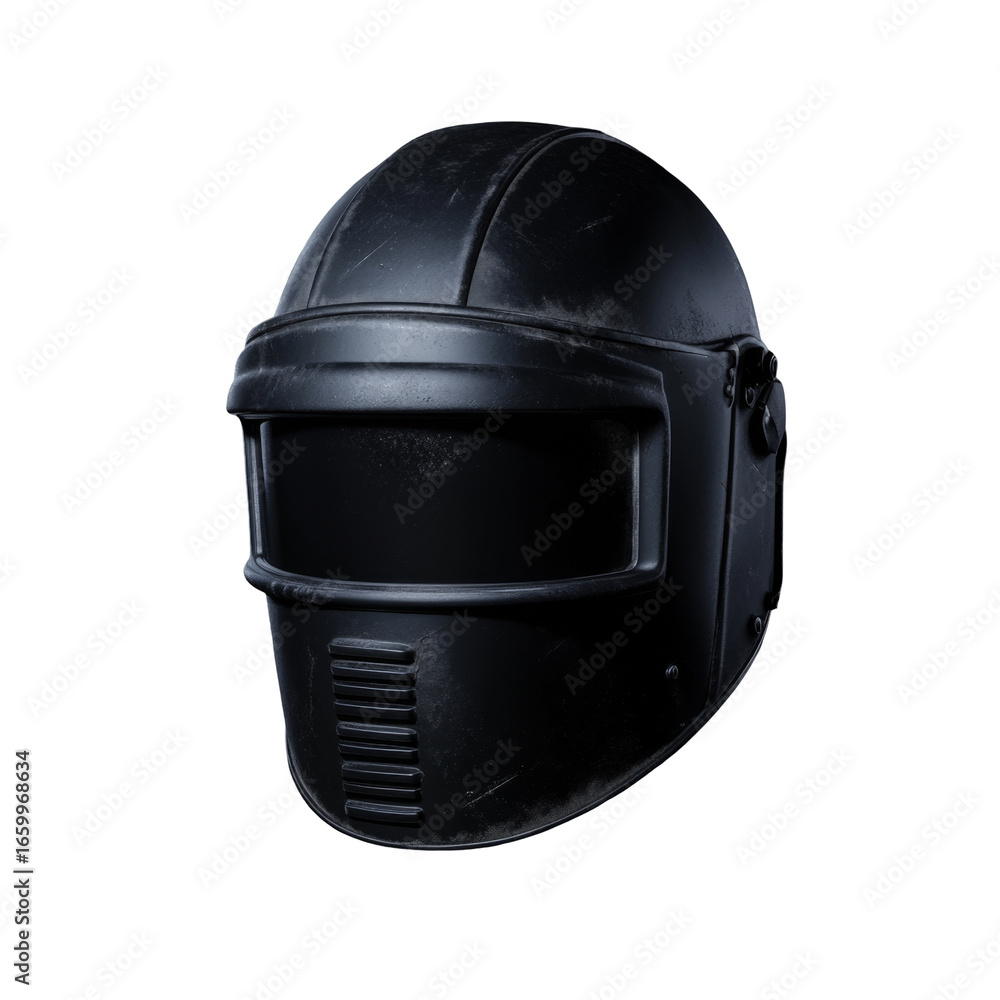 Fototapeta premium Black tactical helmet with visor for protection and safety