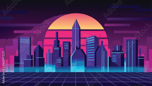 Vaporwave City Grid