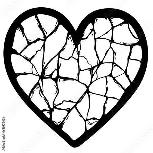 Cracked heart vector design symbolizing broken love or heartbreak concepts in art and graphic projects