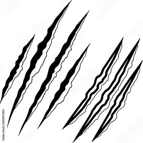 Jagged claw marks rip across a clean surface, suggesting wild danger and untamed power