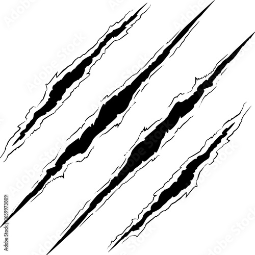 Fierce animal claw marks rip across surface creating dramatic distressed effect