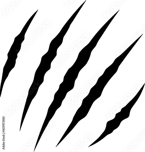 Dynamic black claw marks slash across a clean, modern design element, conveying power.