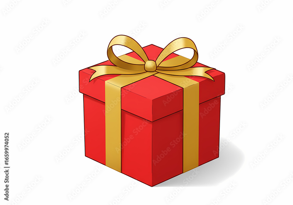 Obraz premium Red gift box with gold ribbon for Valentine's Day celebration 