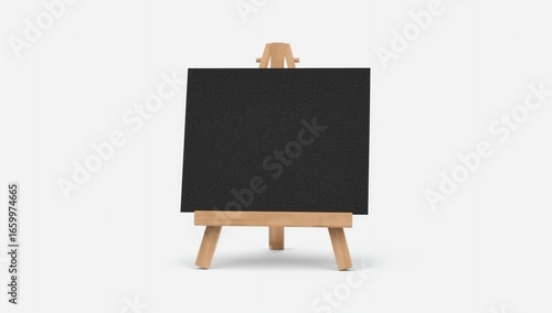 Advertising picture calendar display blank art board mini easel wooden stand or standee template mock up. 3d render illustration