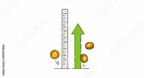 Financial growth illustration with measuring scale