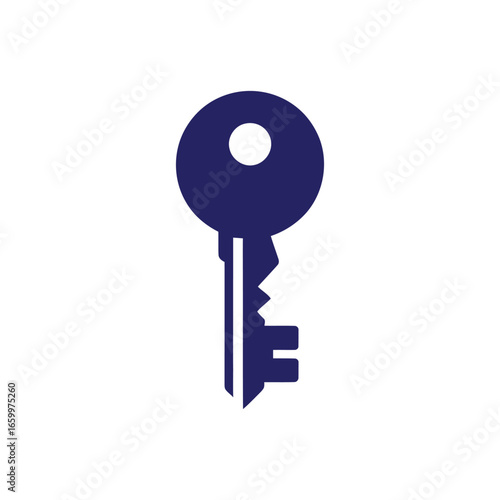 A blue key with a circle icon vector