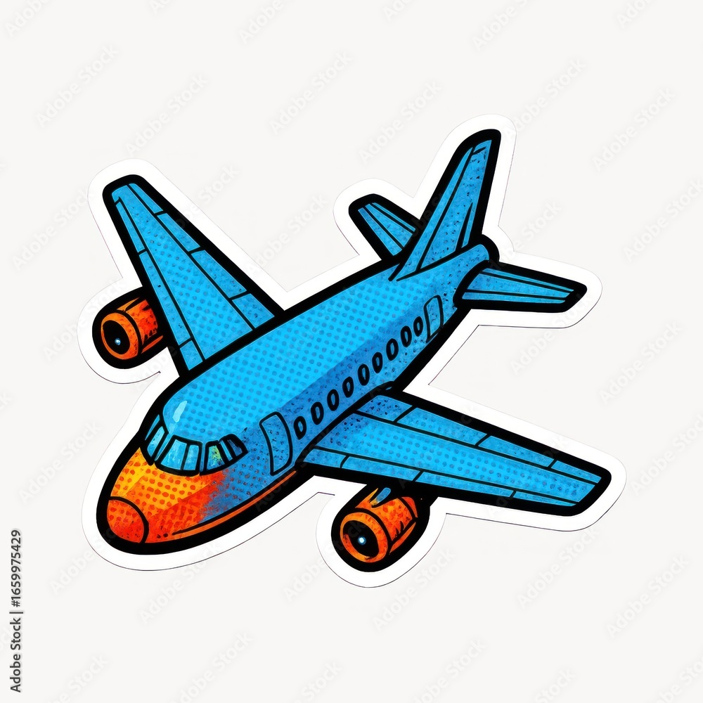 Naklejka premium Colorful cartoon airplane illustration.