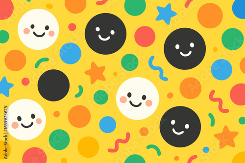 Smiling Faces and Playful Shapes A Cheerful Pattern