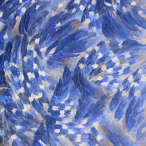 abstract vintage blue color bird feather texture grunge style geometric wavy lines. ethnic traditional print design. textile decor pattern. scarf, rug, bandana, fabric, clothing, shawl, kerchief