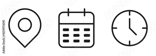 time, date and location icon