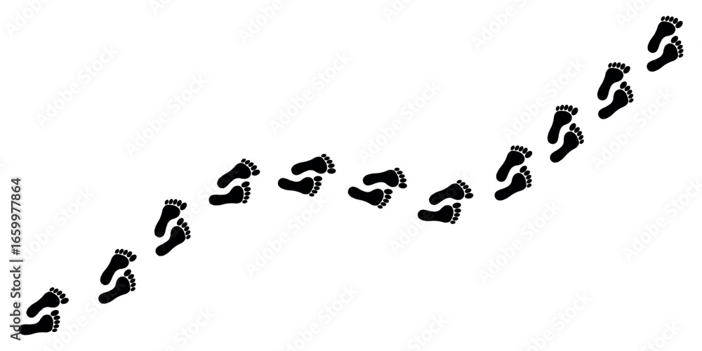 Human footprint path silhouette. Footsteps Vector illustration isolated on clear background. Human footprint path silhouette. Footsteps Vector illustration isolated on clear background.