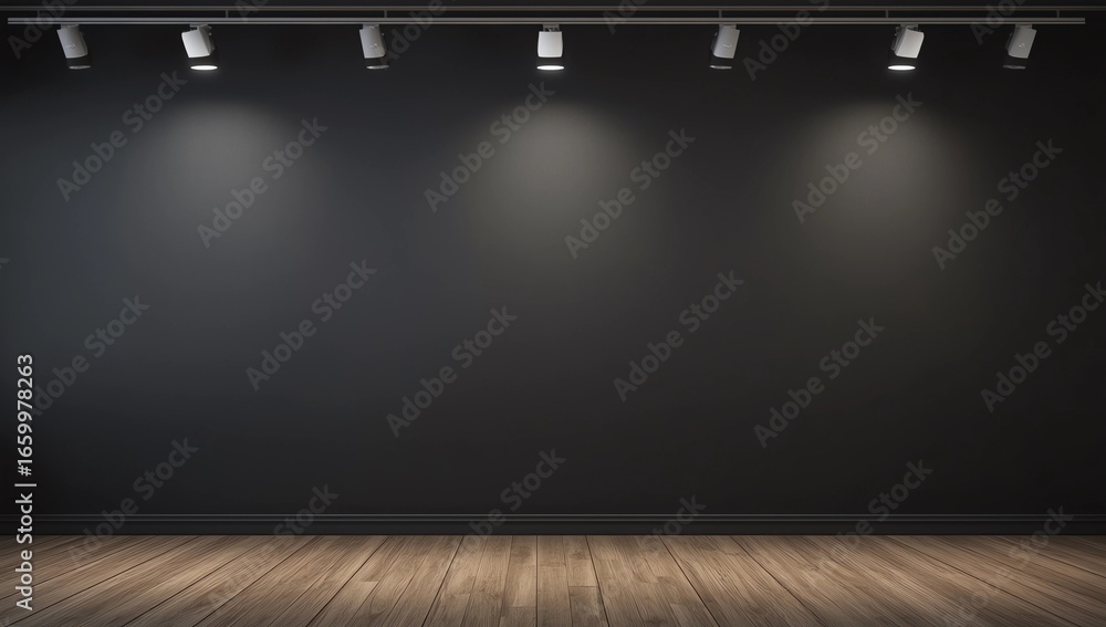 Naklejka premium Black gallery with blank wall 