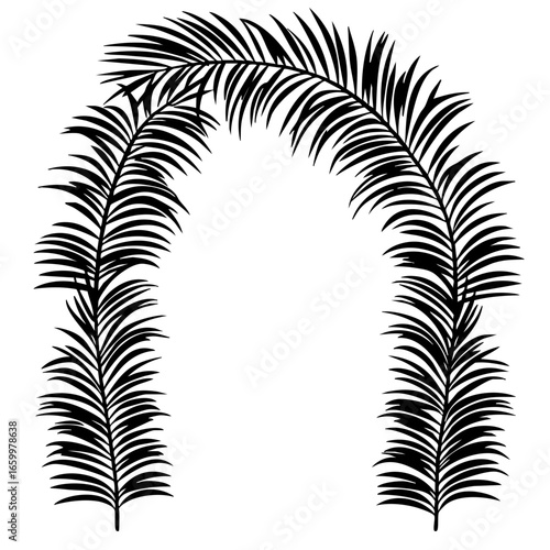 Decorative palm leaf arch design for tropical themes in events and celebrations