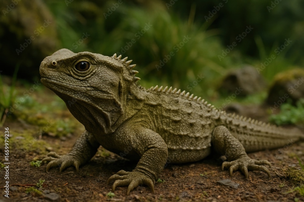 Fototapeta premium Ancient reptile in natural habitat.