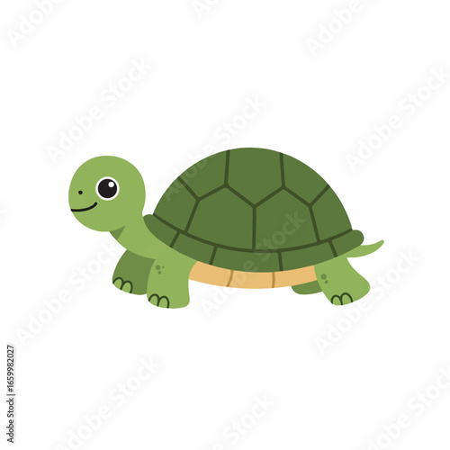 Cute Turtle Cartoon Illustration for Kids Coloring Book