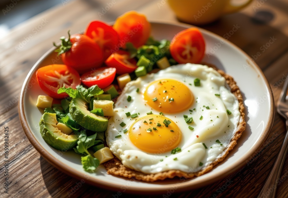 keto breakfast plate with eggs avocado cheese bacon cinematic realism morning sunlight nutrients protein healthy fats vitamins minerals low carbohydrates for energy vitality and fitness performance. keto breakfast plate with eggs avocado cheese bacon cinematic realism morning sunlight nutrients protein healthy fats vitamins minerals low carbohydrates for energy vitality and fitness performance.