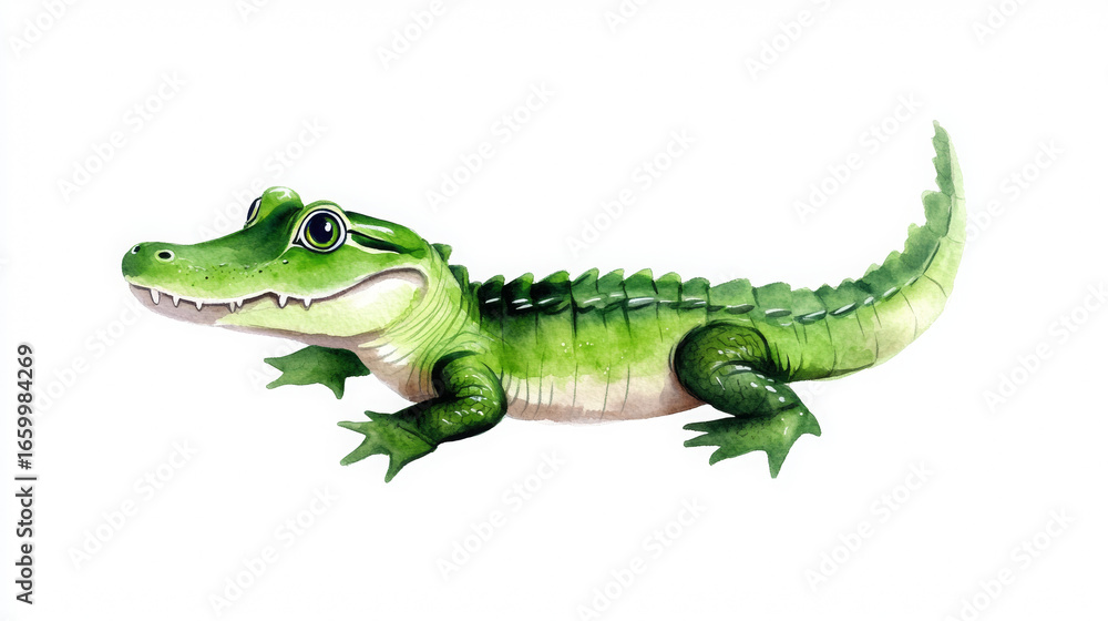 Fototapeta premium Green crocodile laying on its back