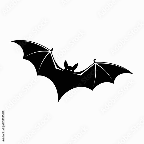 Black Bat Silhouette with Outstretched Wings