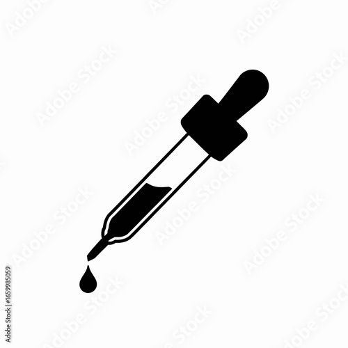 Black Dropper Icon with Liquid and Droplet