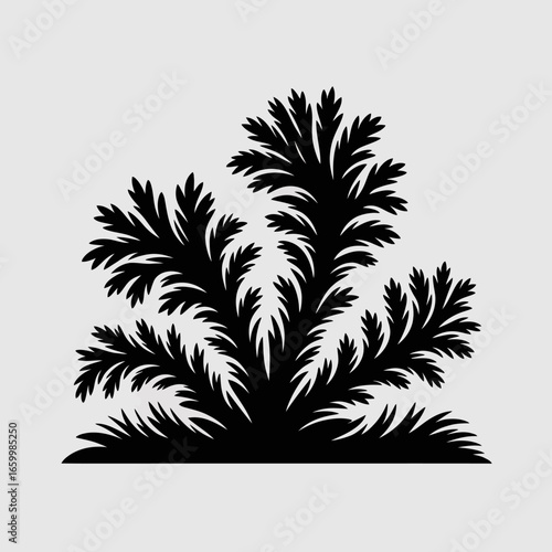 Black Silhouette of Decorative Plant Design