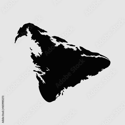 Black Silhouette of Mountainous Island Shape