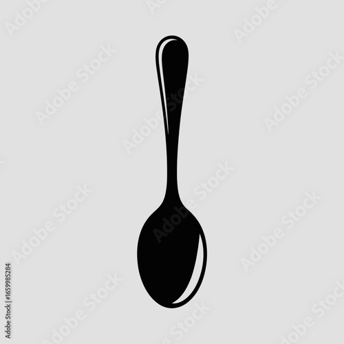 Black Spoon Silhouette on Light Background