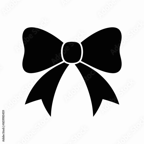 Bow silhouette design, black ribbon decoration, festive ornament, celebration symbol, gift wrapping accessory, elegant fashion embellishment
