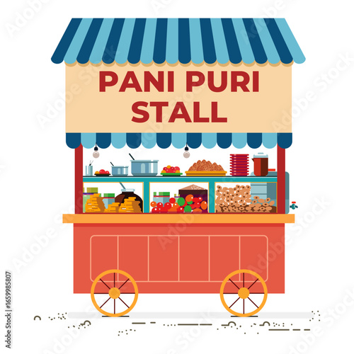 indian cities illustrator Pani Puri Stall