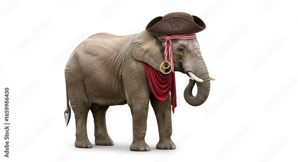Obraz premium elephant dressed as a pirate, Halloween costume, Holiday