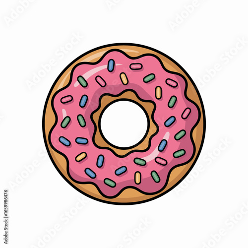 Colorful Pink Frosted Donut with Sprinkles