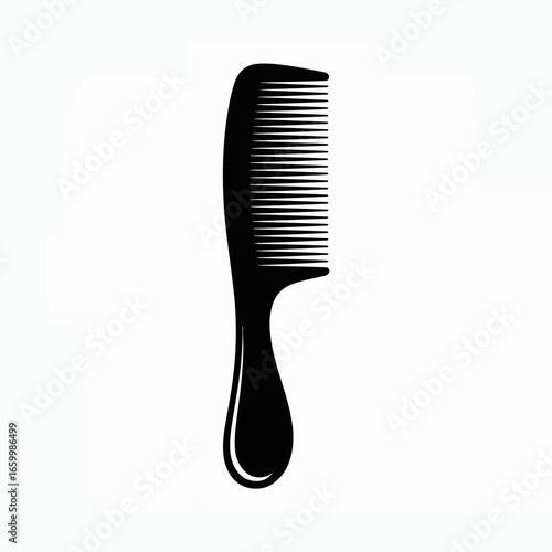Comb black silhouette on white background, hair styling tool