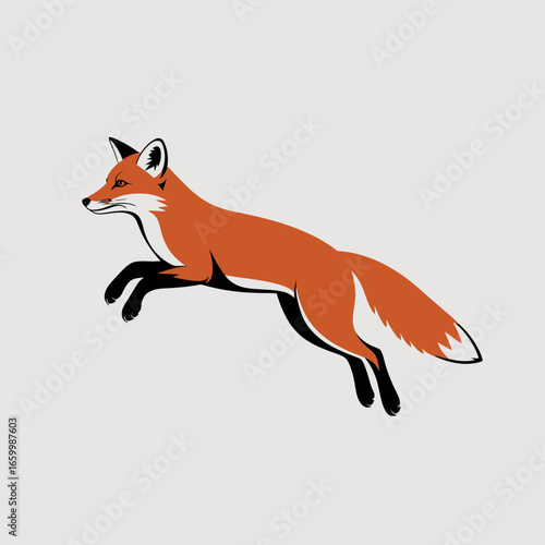 Jumping Fox Illustration on a Light Background