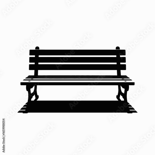 Park Bench Silhouette on White Background