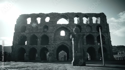 Ancient Stone Ruins of a Grand Amphitheater