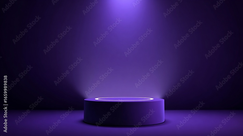 custom made wallpaper toronto digitalA cylindrical platform in a purple hue, illuminated by a spotlight on a dark background