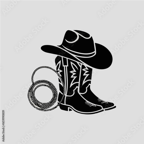 Vector Cowboy Hat, Boots, and Lasso
