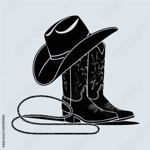 Vector Cowboy Hat, Boots, and Lasso