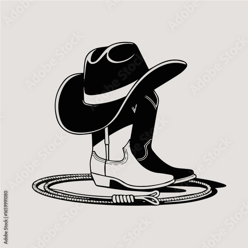 Vector Cowboy Hat, Boots, and Lasso