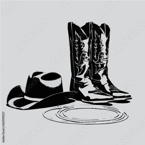 Vector Cowboy Hat, Boots, and Lasso