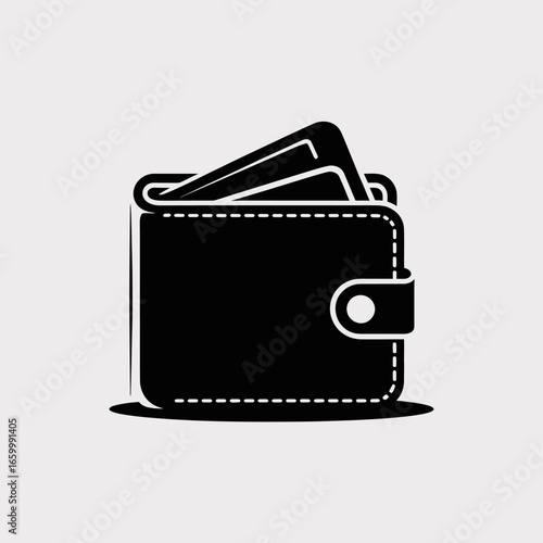 Wallet Icon with Cards, black and white design