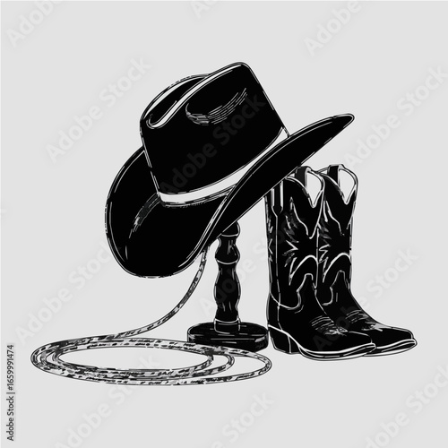 Vector Cowboy Hat, Boots, and Lasso