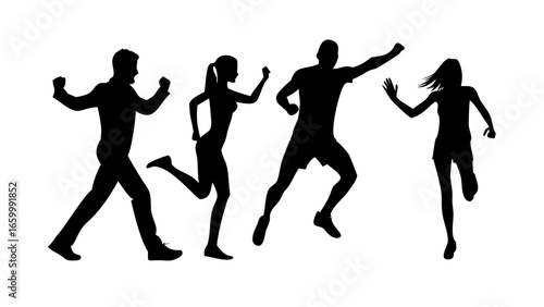 Black silhouette of a running man person athletic