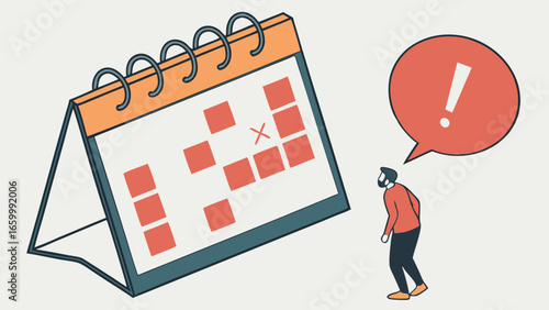 Desk Calendar with Cancelled Appointment and Concerned Man.