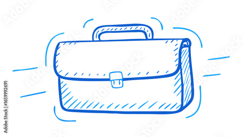 Blue doodle briefcase business drawing