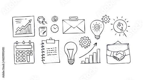 Business Icons Hand Drawn Doodle office