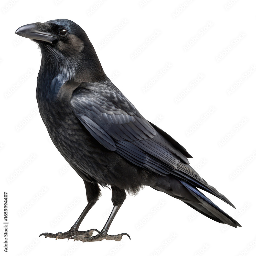 Fototapeta premium Majestic black raven isolated on transparent background