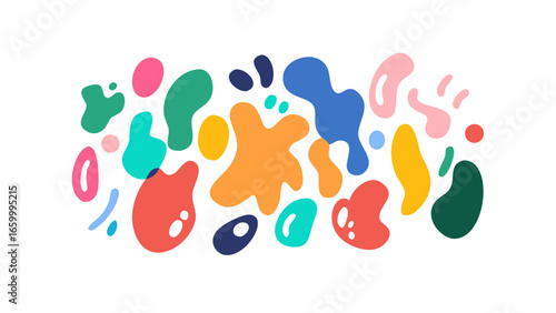 Colorful abstract organic shapes blobs playful